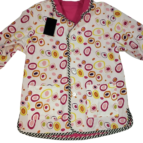 KOOS Of Course Pink Linen Blend Geometric Print Reversible Blazer Jacket Sz L - Picture 9 of 16